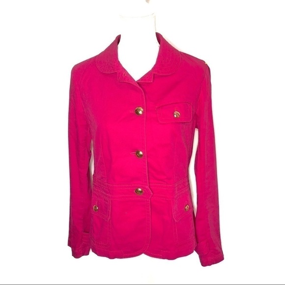 Talbots Pink Jacket Gold Buttons Sz 8 Women’s Coat Collared - Picture 2 of 8